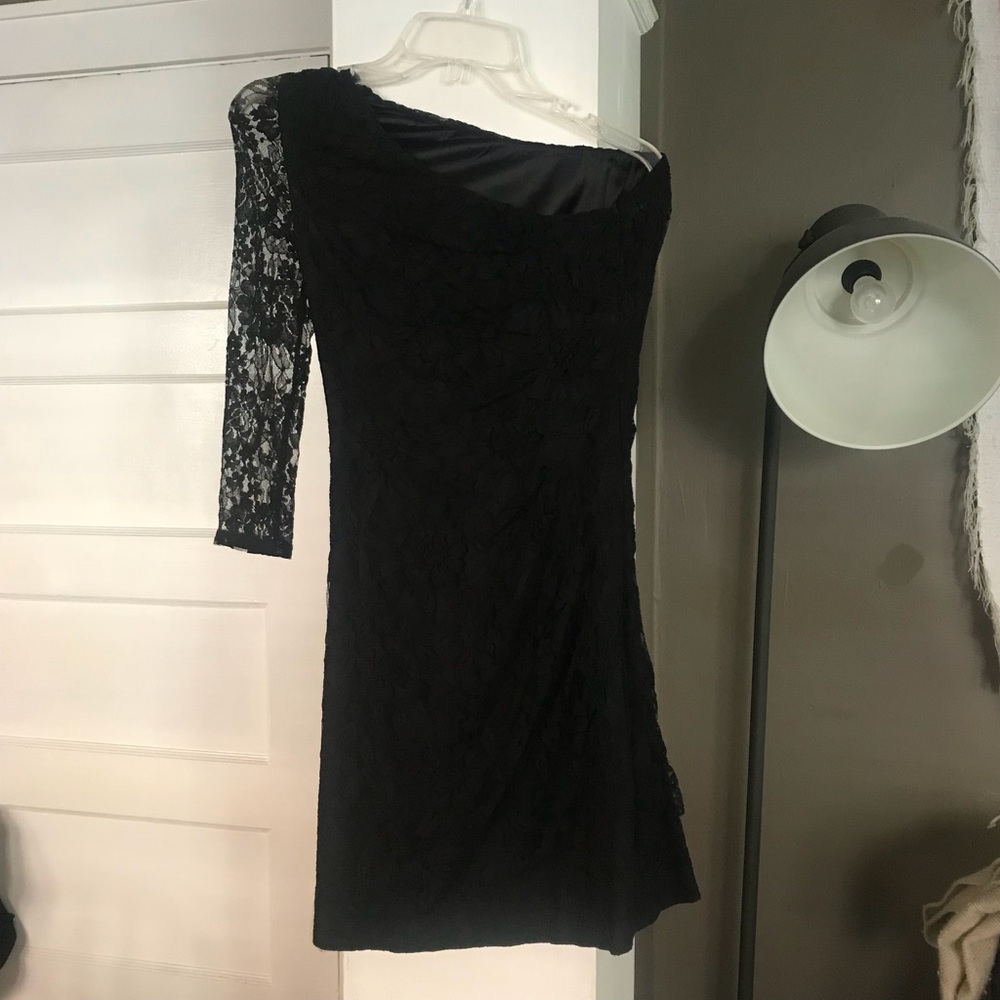 Black lace off the shoulder dress